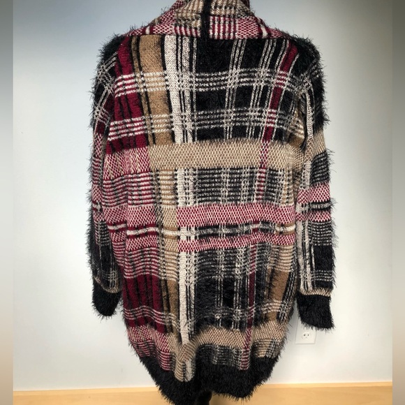 Anthropologie Oliver by Escio Maroon Plaid Open NWT Cardigan Size XL - Picture 8 of 9